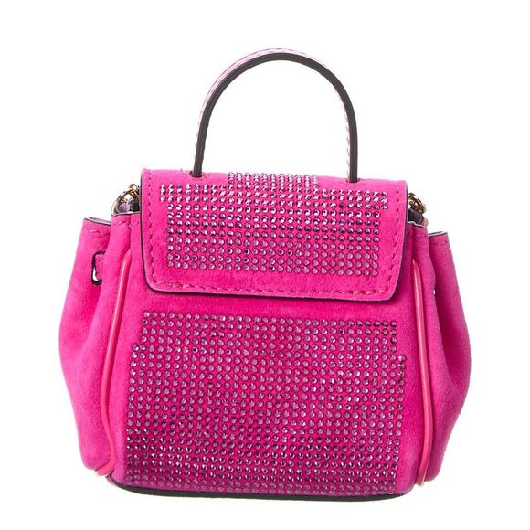 Versace La Medusa Studded Micro Suede Crossbody, Pink - Picture 2 of 4